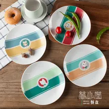 Jingdezhen hand painted cartoon cat 8 inch plate dish of Akiwa Ko snack tray breakfast dish ceramic utensils household utensils
