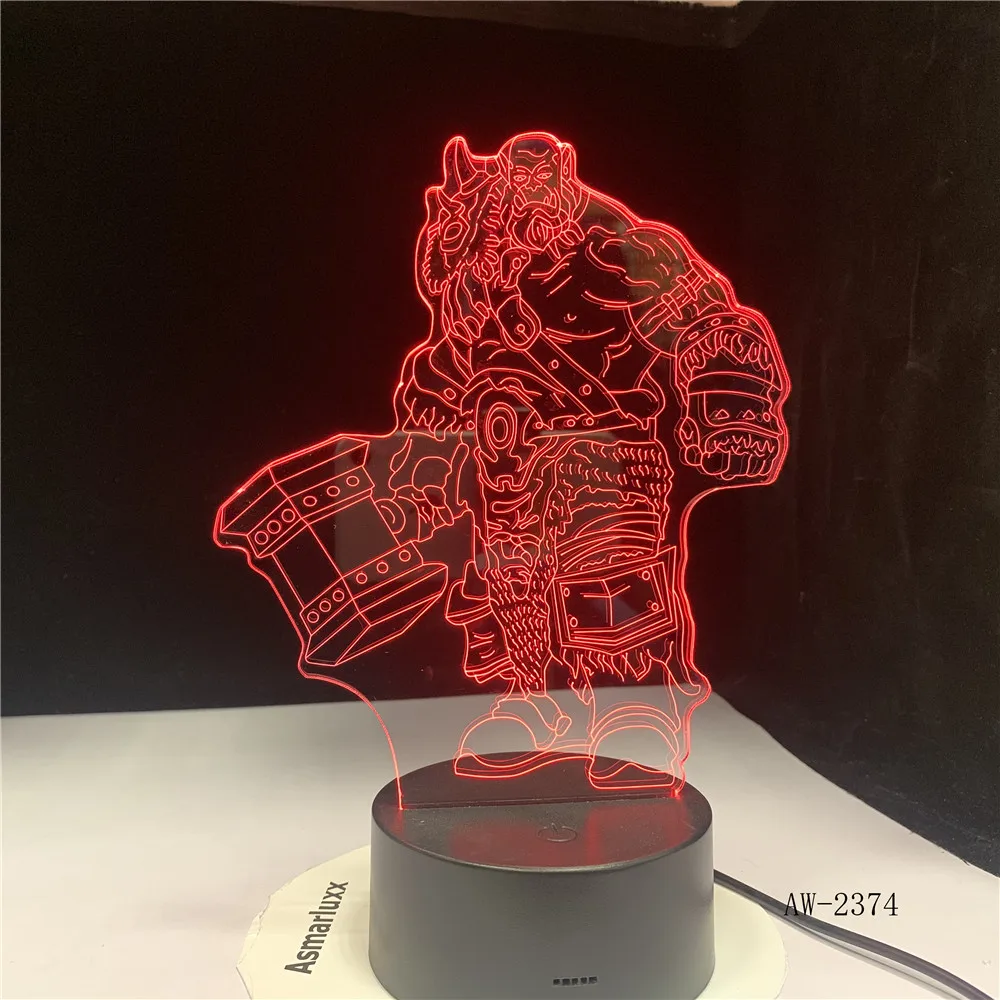

WOW World of Warcraft Orgrim Tribal Signs 3D Illusion 7 Color Desk Table Night Light Lamp Kids Children Holiday Gift AW-2374