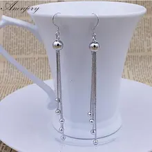 ANENJERY – bijoux de mariée en argent Sterling 925, longues boucles d'oreilles à pampilles, pour femmes