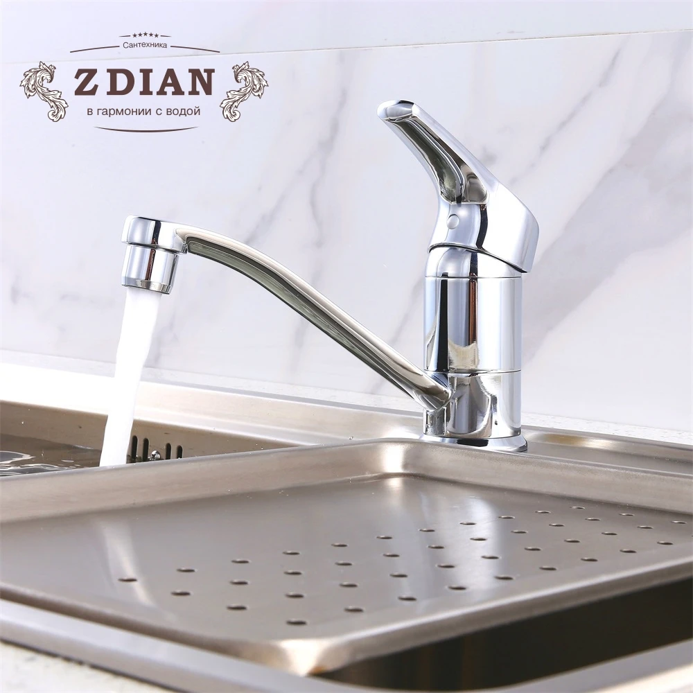 

Kitchen Faucet Bend Pipe 360 Degree Rotation with Water Purification Features Spray Paint Chrome Single Handle Torneira Cozinha