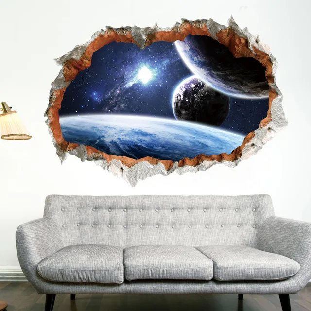 Weltraum Planeten Wandaufkleber Für Kinderzimmer 3d effekt ... Weltraum Planeten Wandaufkleber Für Kinderzimmer 3d effekt ...
