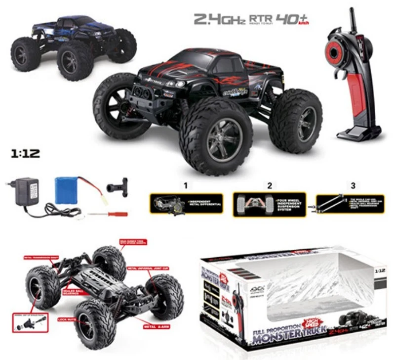 Новая высокоскоростная радиоуправляемая модель автомобиля, игрушки 1:12 пропорции по всей местности 2,4 ГГц 2WD щетка Радио пульт дистанционного управления rc Monster Truck vs a959-B