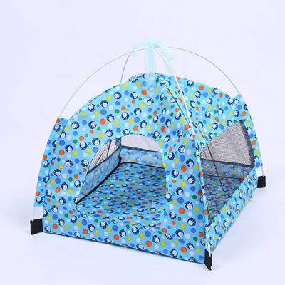 Портативная складная палатка для питомцев в виде милых точек, уличная Внутренняя палатка для котенка, кошки, маленькой собаки, щенка, питомника, палатки, гнездо, игрушечный домик, DOGGYZSTYLE - Цвет: Blue