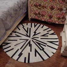 Круглый ковер для спальни в скандинавском стиле, сшитый вручную из воловьей кожи, ковер для свадебной комнаты, зеркальный ковер для спальни