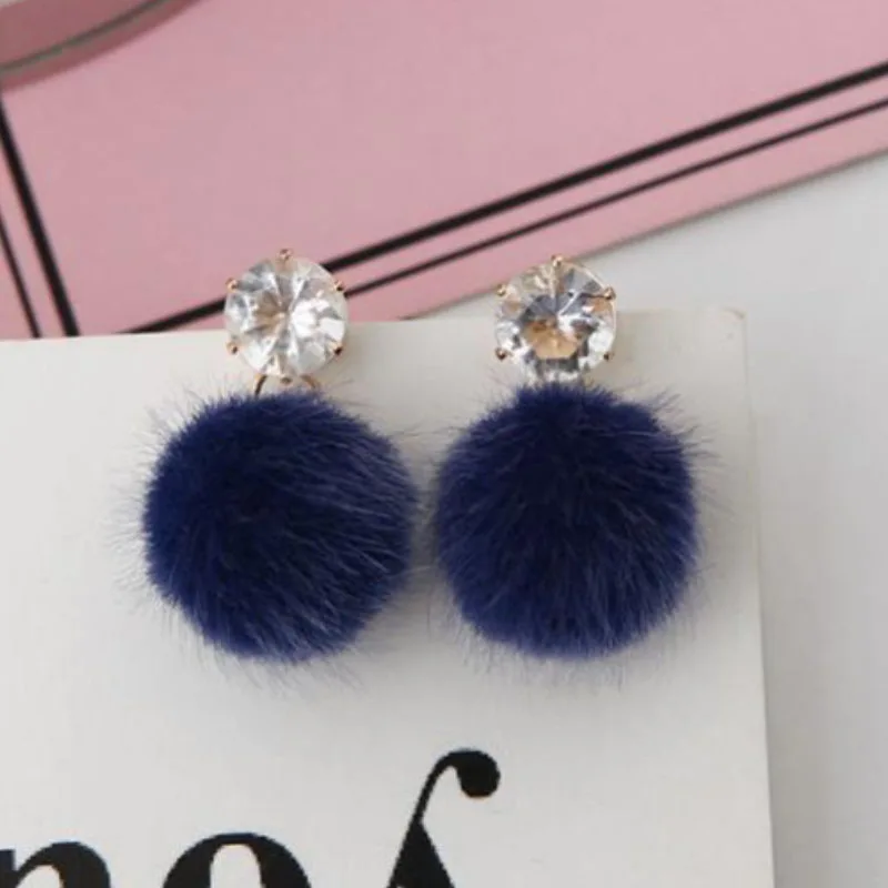 Fashion Temperament Short Paragraph Drop Earrings For Women Personalized Wild Ball Female Models Earrings FSPES390 - Окраска металла: Blue