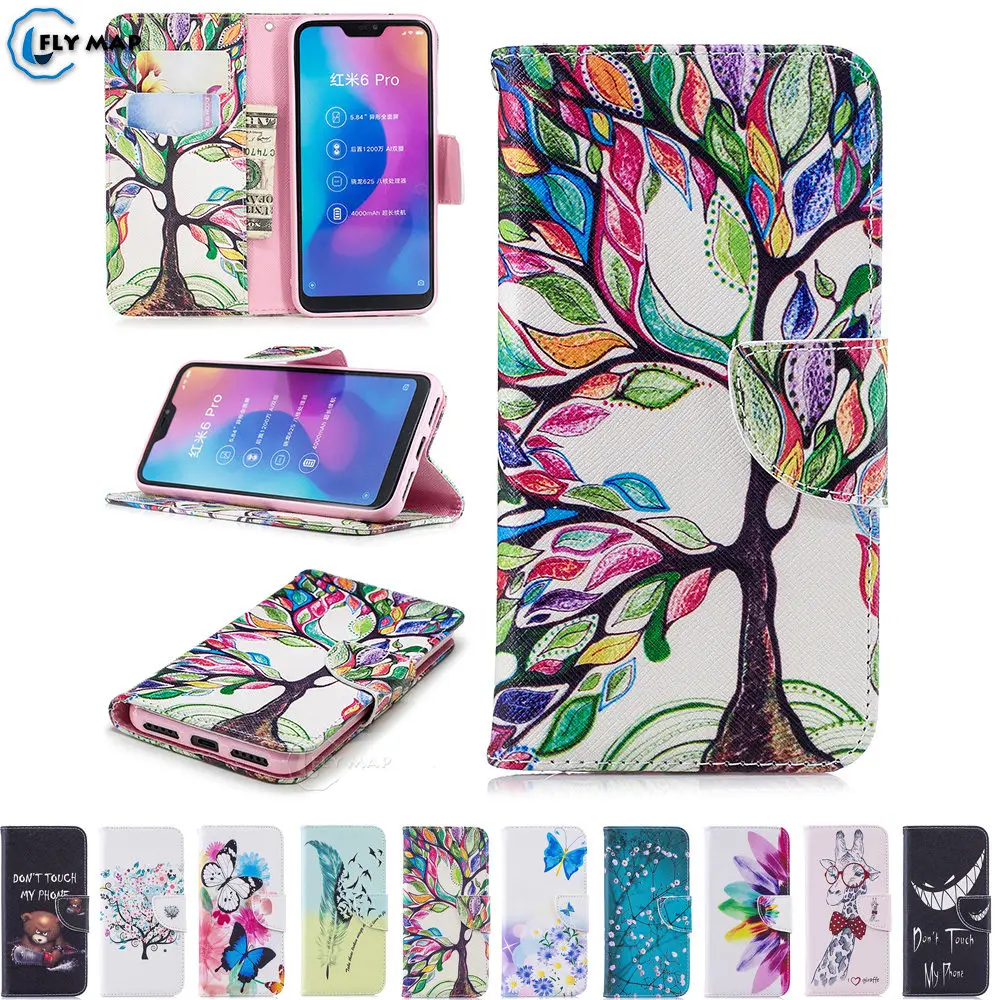 

Flip Case for Xiaomi Mi A2 Lite A2Lite A 2 Lite Phone Leather Cover for Xiaomi Redmi 6 Pro 6Pro M1805D1SH M1805D1SG Painted Case