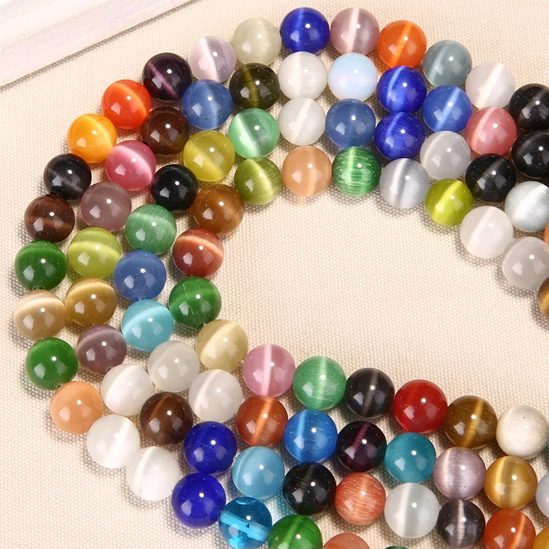 

Hot Sale Colorful Cat's Eye Round Beads Loose Beads For Making Handmade Bracelet Necklace-6,8,10,12mm
