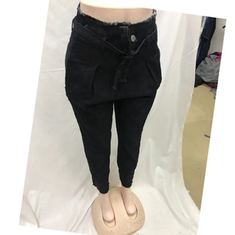 Lace Up Vintage ladies Denim Jeans boyfriend jeans for women 2019 high waist black mom jeans blue casual pencil pants calca jean