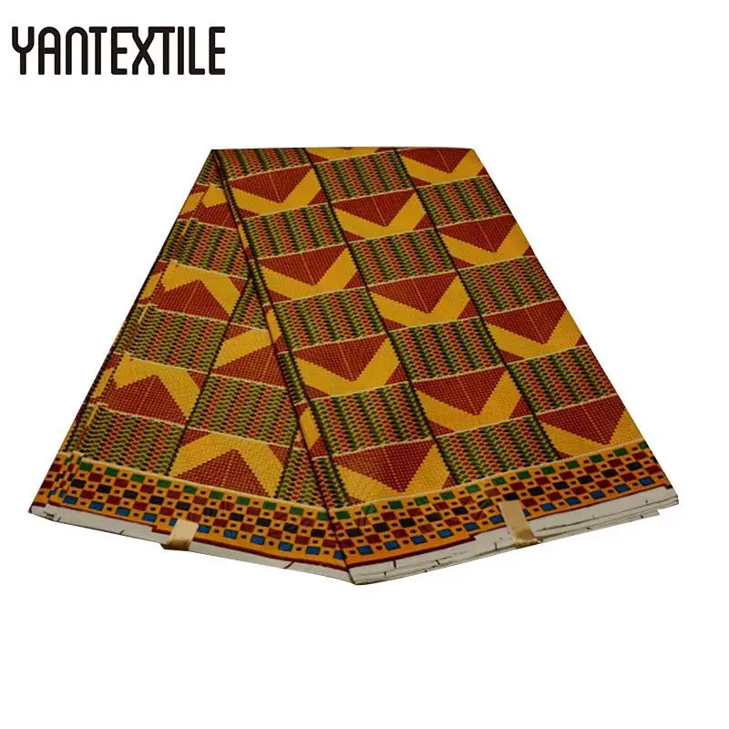 

YANTEXTILE African Wax Cloth Real Wax Kente Fabric 6 Yards Tissu Wax Ghana Kente Fabric Hot Sale Ankara African Wax Print Fabric