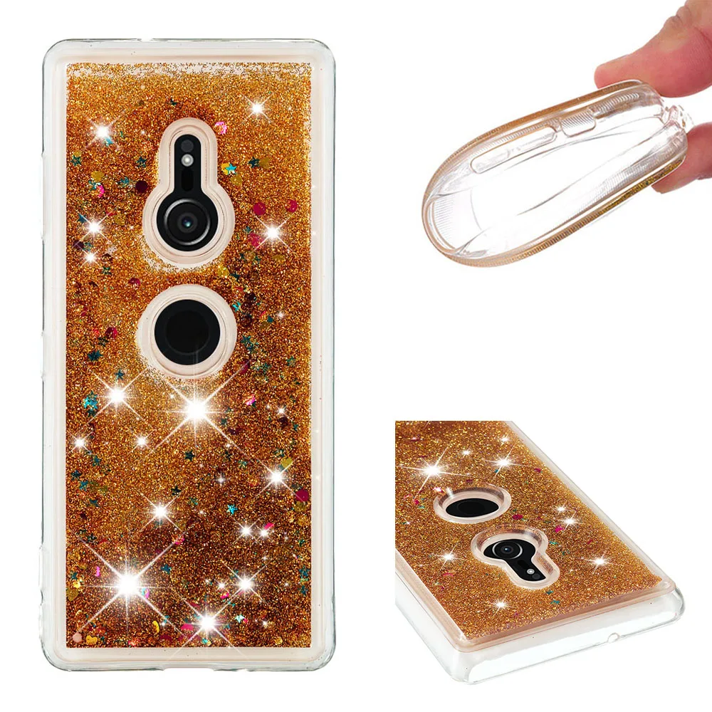 

Shining quicksand TPU anti-fall Love Heart phone case is suitable for SONY Xperia XZ3
