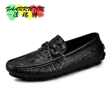 Mens Crocodile Emboss Genuine Leather Tassel Moccasins Slip On Penny Loafers Business Man Casual Driving Shoes new men s octopus leather penny loafers crocodile slip on driving shoes mens casual shoes moccasins business boat shoes branded