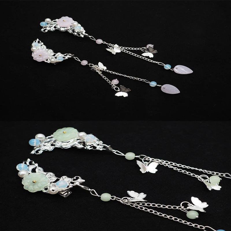 Винтажные заколки для волос с цветами и кисточками 1 пара Cheongsam Hanfu китайские