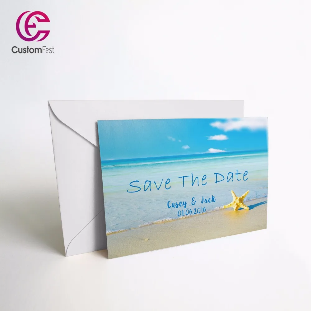 

50pcs/lot Personalized Thank you card or save the date card with free envelop starfish 039