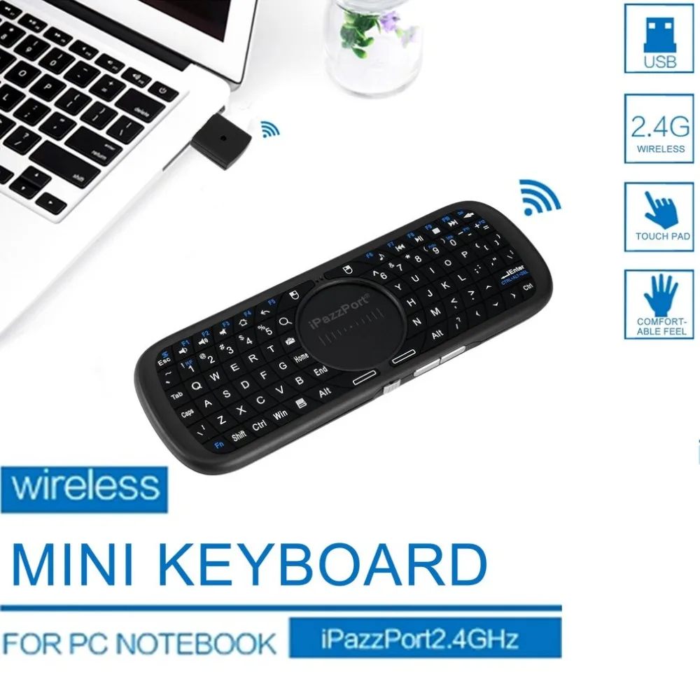 Portable Size 2.4G Mini Wireless Keyboard for PC Android Smart TV Box with LED Light Handheld