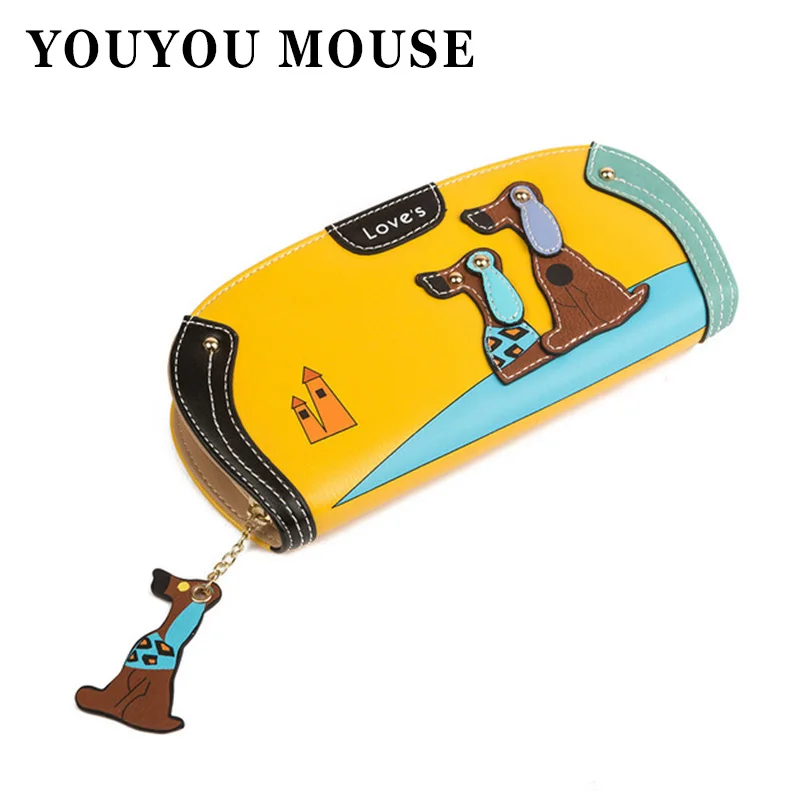 YOUYOU MOUSE New Fashion Cute Puppy  Wallet Cartoon Dog 6 Colors PU Leather Women Wallets Ladies Clutch Zipper Long Card Holder