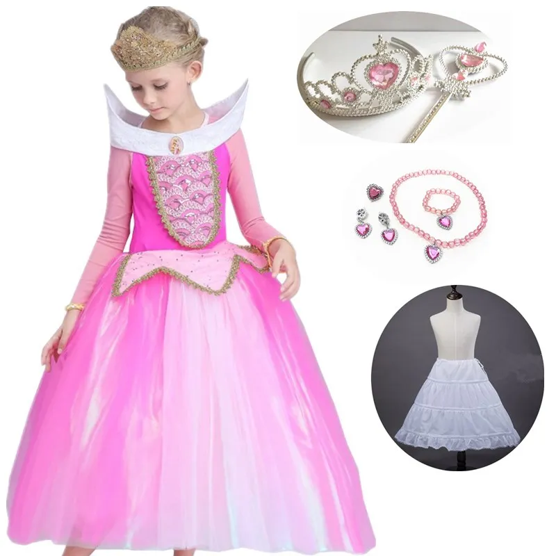

Girl Aurora Dress Up Kids Long Sleeve Sleeping Beauty Princess Costume Christmas Children Cosplay Party Fancy Dress