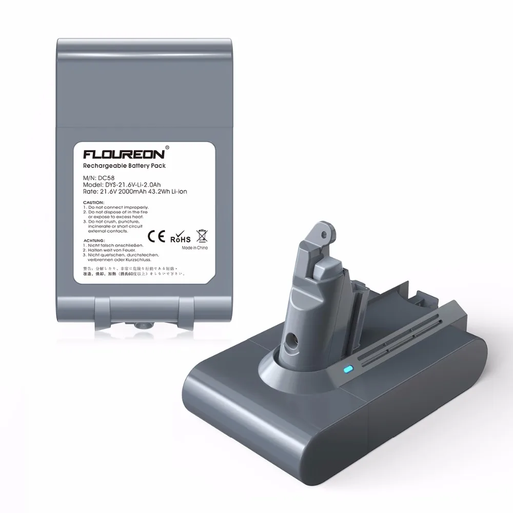 

Floureon 21.6V 2000mAh Replacement Battery for Dyson Battery V6 DC61 DC62 DC58 DC59 DC72 DC74 Vacuum Cleaner 965874-02 Li-ion