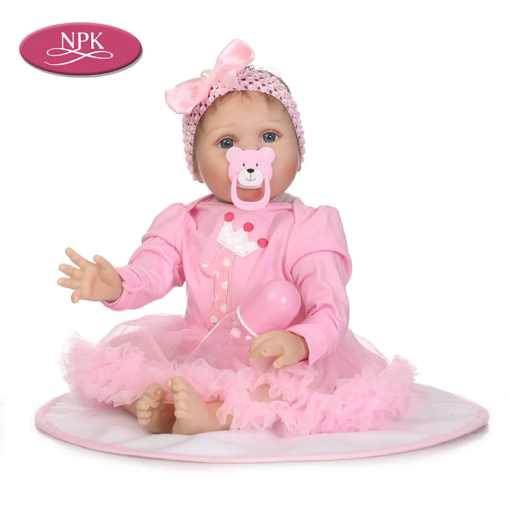 NPK 55CM Soft Cotton Body Reborn Baby DOll Silicone Lifelike Babies Pink Princess Girl Dolls Bebe Alive Fashion Birthday Gifts (1)