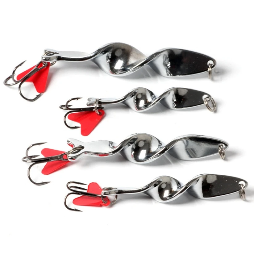 

1PCS 10g 14g 21g 28g Rotating Metal Spinner Spoon Fishing Lure Hard Baits For Trout Pike Pesca Peche Treble Hook Tackle