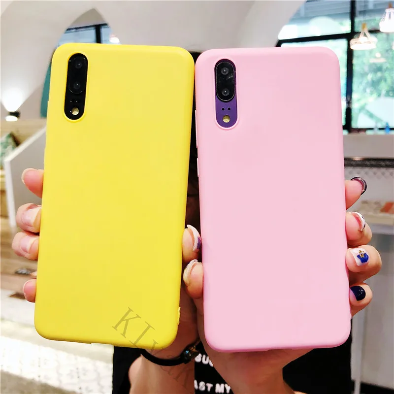 

Solid Color Silicone Couples Cases For Huawei P20 Pro P10 plus P9 Honor 8 9 10 Cute Candy Color Soft Simple Fashion Phone Case