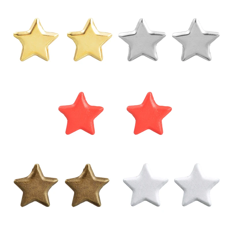 

Urijk 50PCs Brads Metal Crafts Scrapbooking Decoration DIY Album Embellishments Star Papers Cardmaking High Quality 14x12mm