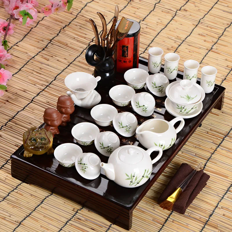 Горячая Распродажа, подарок на день отца, идея, чайный набор кунг-фу, посуда для напитков, китайский чайный сервиз с чайным столиком, набор из 8 предметов, высококачественный подарок