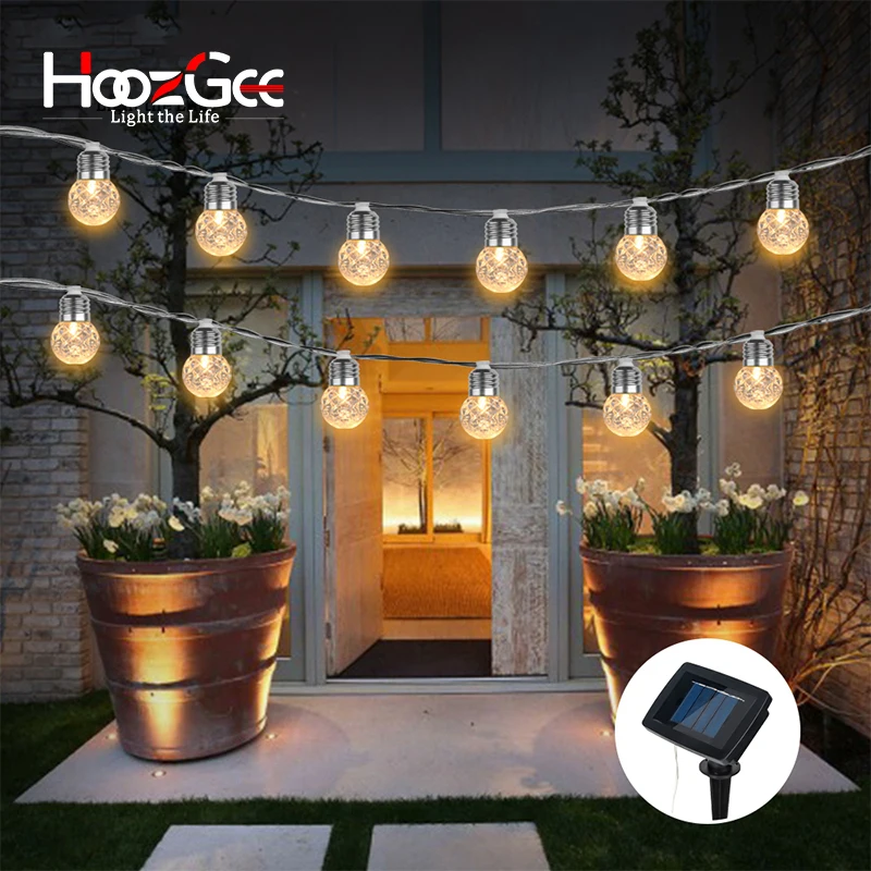 

HoozGee Solar Powered Lighting String Outdoor Garden 20 LED Light Bulb Dream Festival Fairy Lamp Lights for Christmas Party