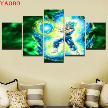 

5pcs full square round diamond Embroidery Dragon Ball Z Mosaic Cross Stitch wall Painting diamond Picture 3d Crystal painting