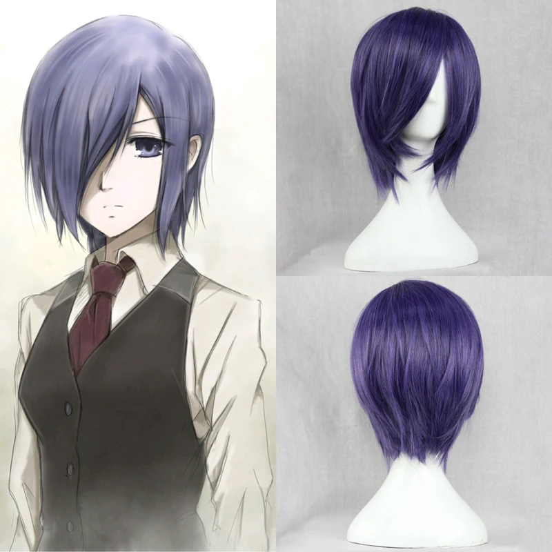 Бесплатная Доставка!! токио Вурдалака Touka киришима Косплей Парик Синий