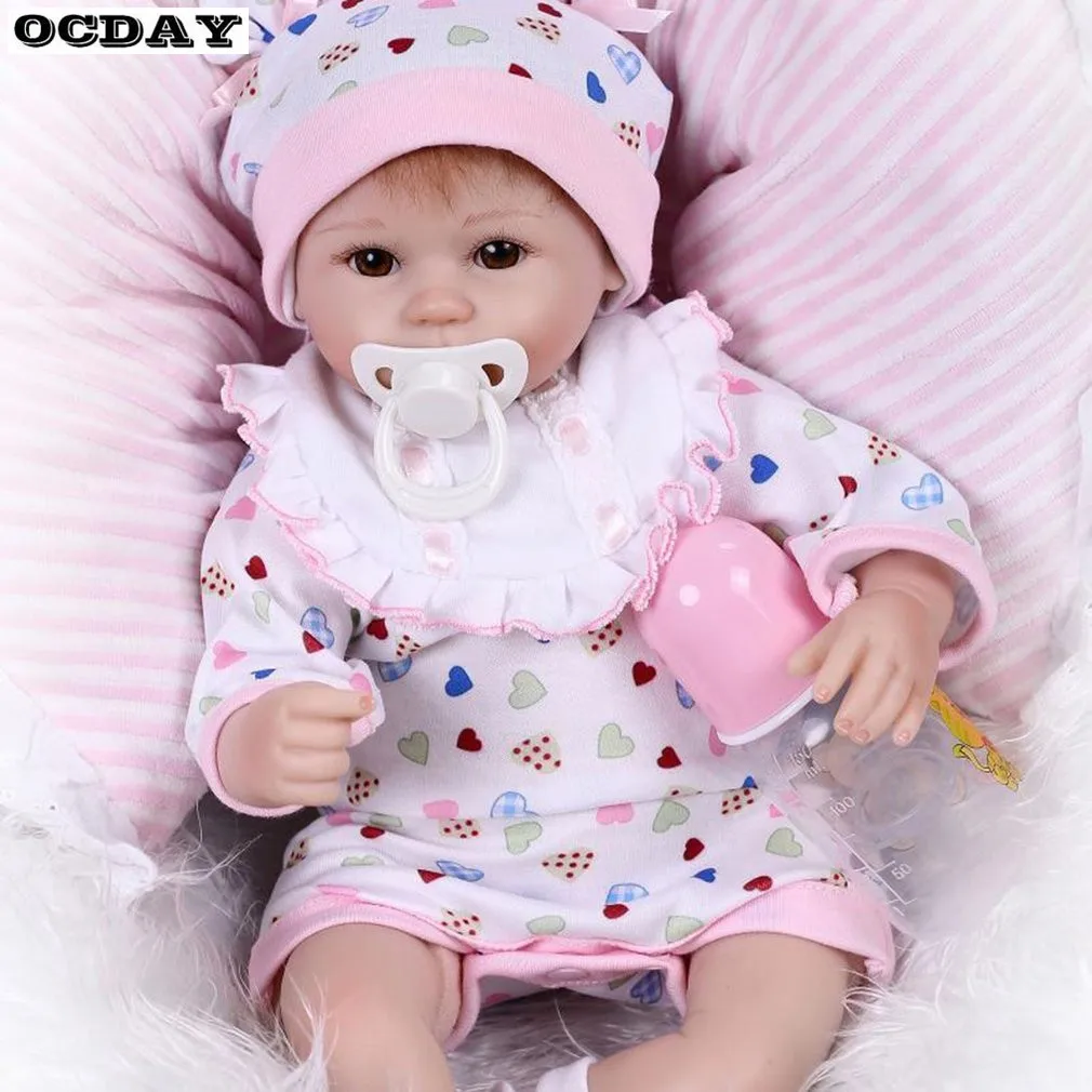 

16Inch Reborn Baby Doll Handmade Silicone Lifelike Girls Newborn Dolls Milk Bottle Accessories Princess Dolls boneca reborn Gift