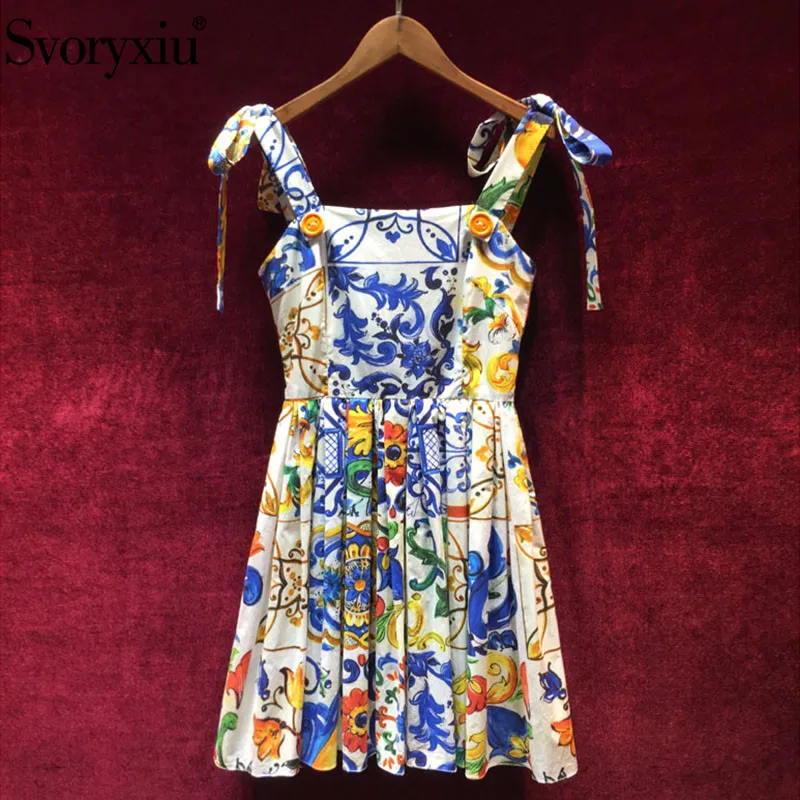 Best Price Cheap 1nDjL Svoryxiu 2019 High Quality Summer Cotton Dress Women's Painted Pottery Printed Sexy Backless Spaghetti Strap Runway Dress Best Price Cheap 1nDjL Svoryxiu 2019 High Quality Summer Cotton Dress Women's Painted Pottery Printed Sexy Backless Spaghetti Strap Runway Dress