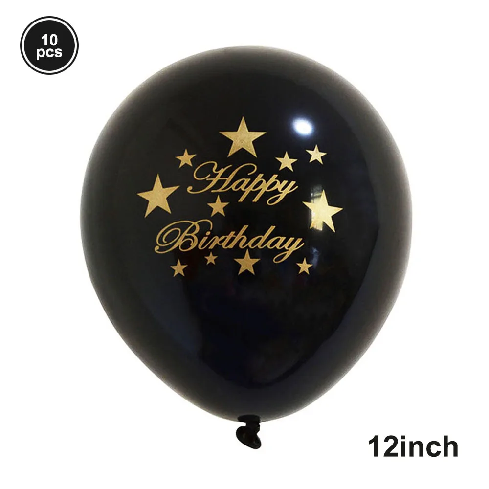 Золотые конфетти счастливые шары 12 дюймов надувной шар латексный черный с днем рождения баннер для вечеринки в честь Дня Рождения украшения Гелиевый шар - Цвет: 10pcs black