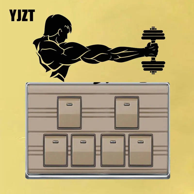 

YJZT Gym Fitness Dumbbell Muscles Sport Body Fashion Home Decor Wall Decal Vinyl Switch Sticker 8SS2170