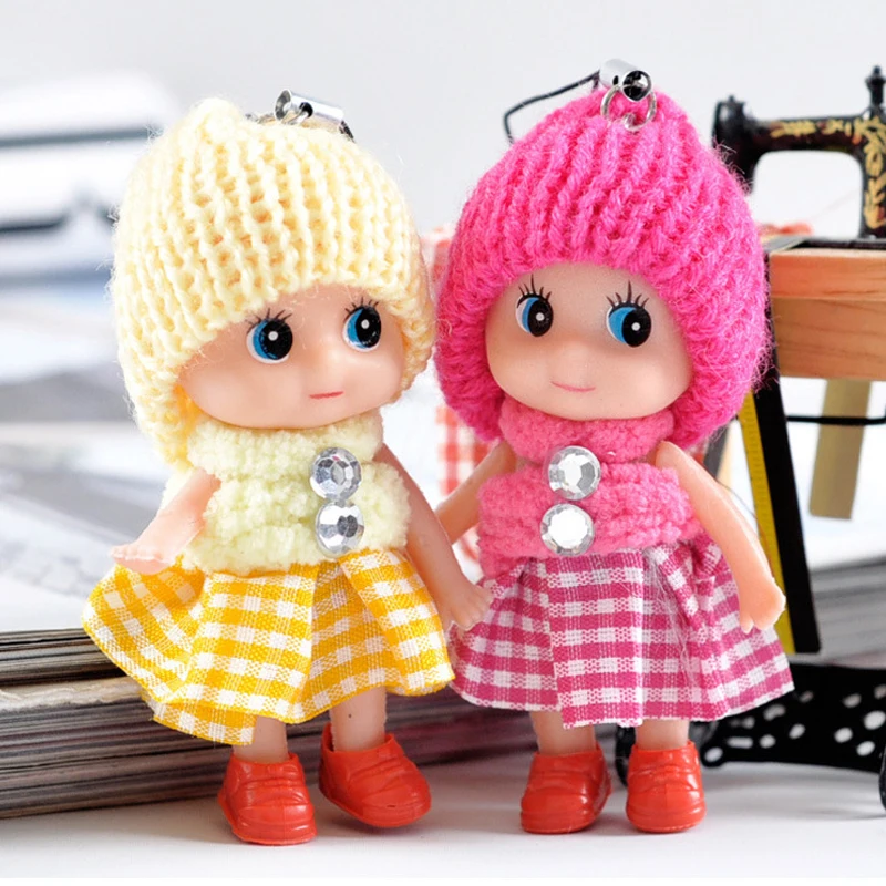 

1pcs Cute Plush Dolls with Keychain Toys for Gilrs Soft Interactive Baby Doll 8cm Stuffed Toys Bag Pendant Birthday Gift