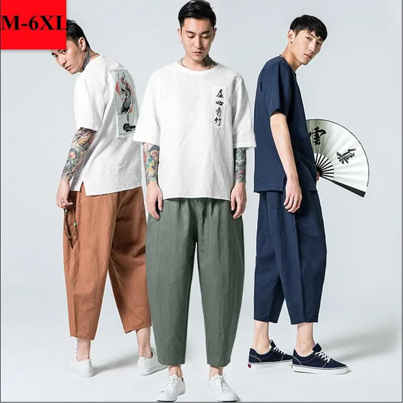 2017 Fashion Men cotton linen pants Comfortable Male