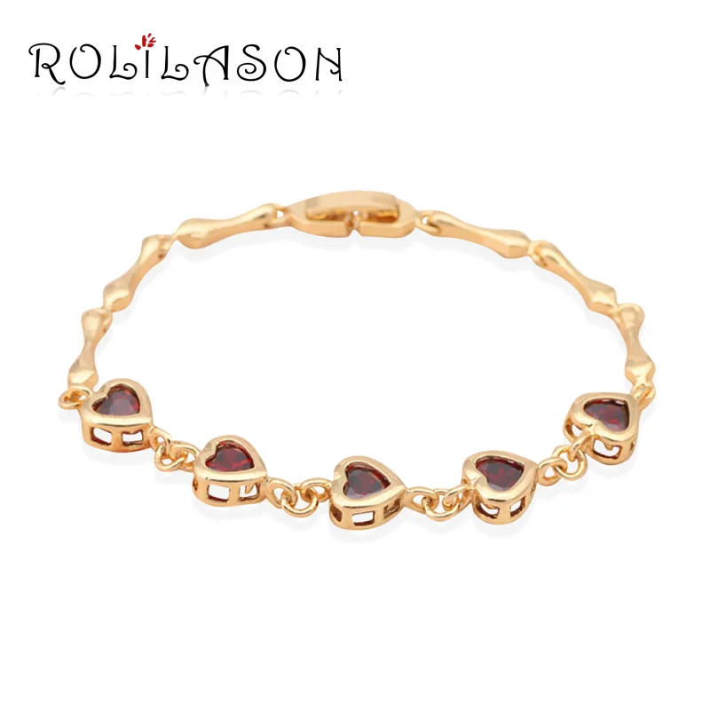 Heart Garnet Crystal design K yellow font b Gold b font Tone font b Bracelets b