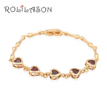 Heart Garnet Crystal design K yellow Gold Tone Bracelets for women Health Nickel & Lead free fashion jewelry TB165