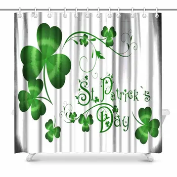 

St.Patrick Day Greeting with Shamrocks Bathroom Decor Shower Curtain Set
