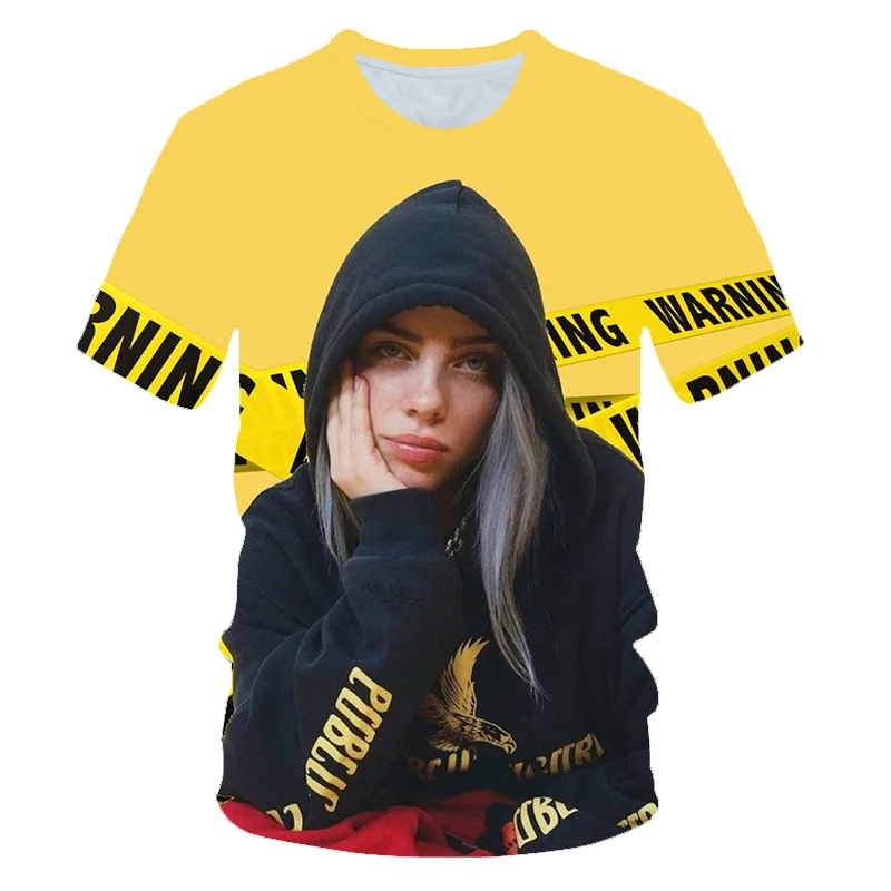 Новая 3D футболка Billie Eilish новая модная Мужская/Женская Популярная с коротким