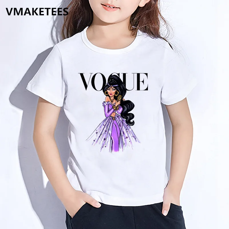 Kids Summer Short Sleeve Girls& Boys T shirt Harajuku VOGUE Princess Print Children's T-shirt Casual Funny Baby Clothes,HKP5209