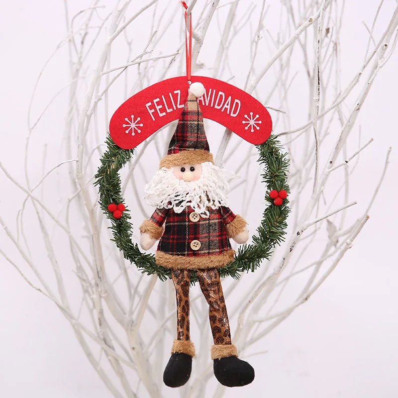 Рождество венок Куклы Рождество украшение для дома с Санта Клаусом и снеговиком Grand haing дерево Рождественский подарок Рождество орнамент Navidad - Цвет: santa