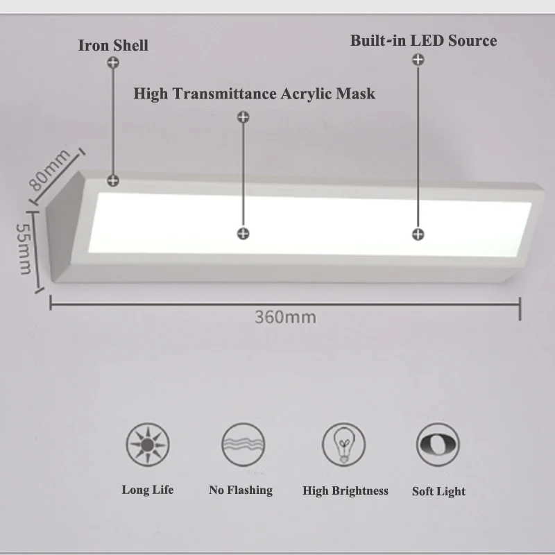 Mordern настенное крепление led лампа для чтения зеркало переднее освещение очки