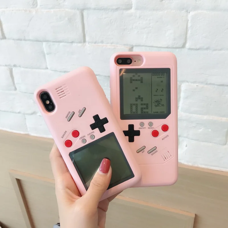 

Fashion Tetris Console Handheld Game Machine Phone Case For iPhone X 10 8 Plus Hard PC Plastic Cover For iPhone 6 6S 7 Plus Capa