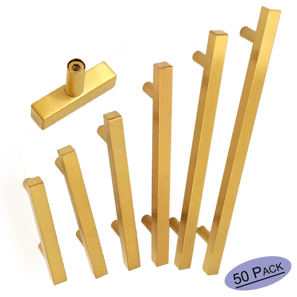 Gold Kitchen Handles Modern Drawer Pulls 2.5"10"Square
