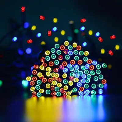 Открытый светодиодный светильник на солнечных батареях, 7 м, 12 м, 22 м, 52 м, 102 м, рождественские сказочные огни для рождественской елки, сада, дома, свадьбы, вечеринки, Рождества - Испускаемый цвет: changeable