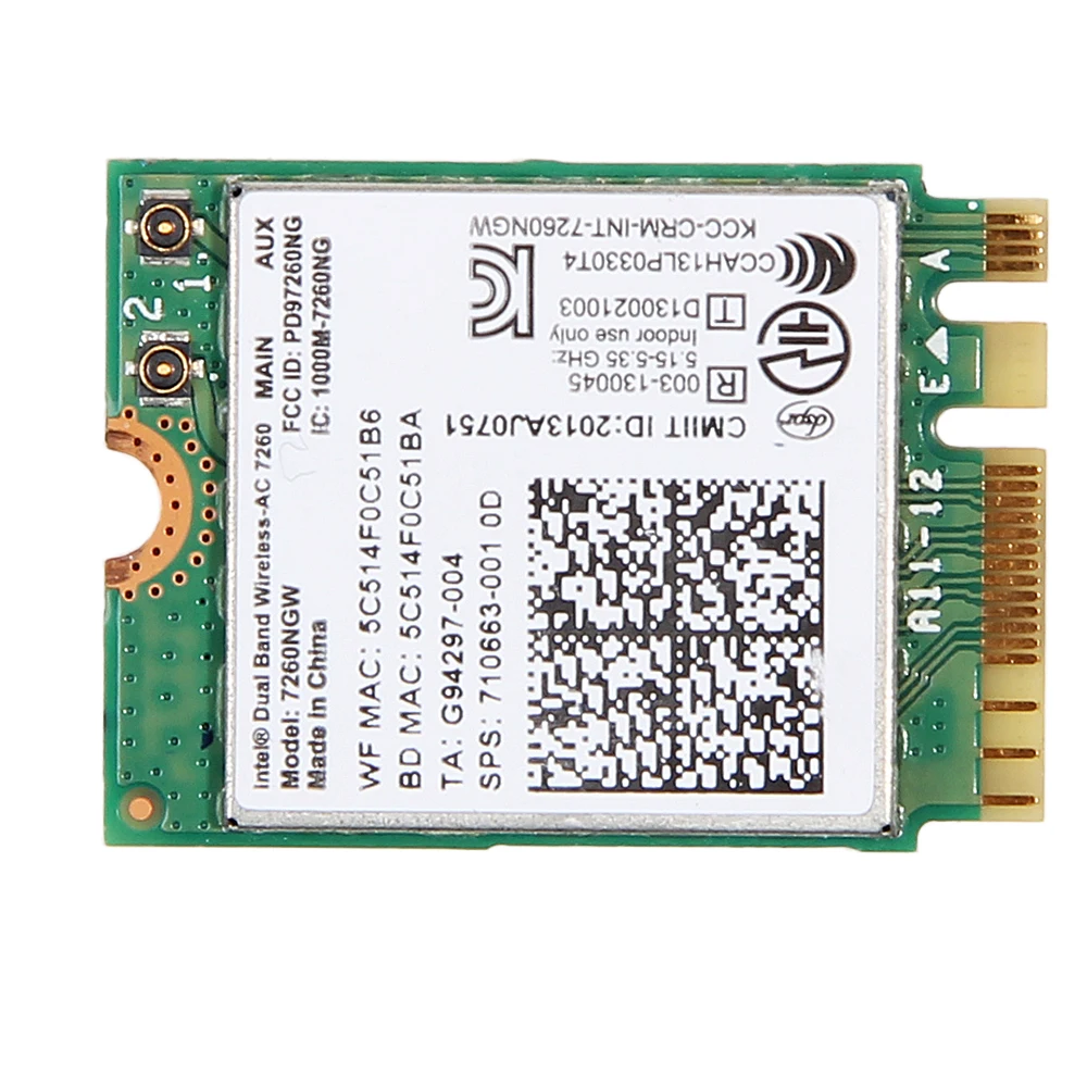 Беспроводной Wi Fi карты адаптер с hp Intel 7260NGW пт NGFF двухдиапазонный Bluetooth 300 4,0 Мбит/с 802.11ac для hp/Asus/acer/Dell/