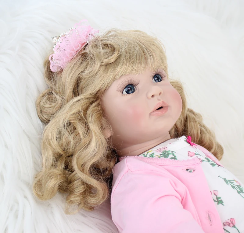 60 см силиконовые виниловые Reborn Baby Doll игрушки 24 дюйма розовое платье принцессы для