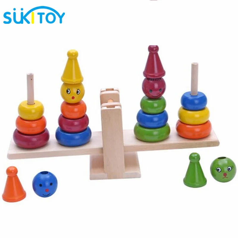 SUKIToy Wooden Balance scales For Infant Play Balance Learning children