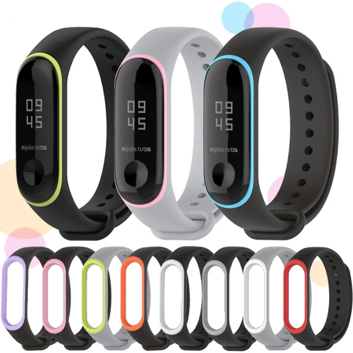 

ZGPAX Mi band 3 strap Silicone wrist Bracelet Strap Miband 3 Colorful Strap Wristband Smart Band mi band 3 bracelet
