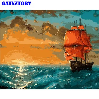 

GATYZTORY Sunset Boat DIY Painting By Number Kit Home Wall Art Picture Hand Painted Oil Painting Unique Gift For Living Room Art
